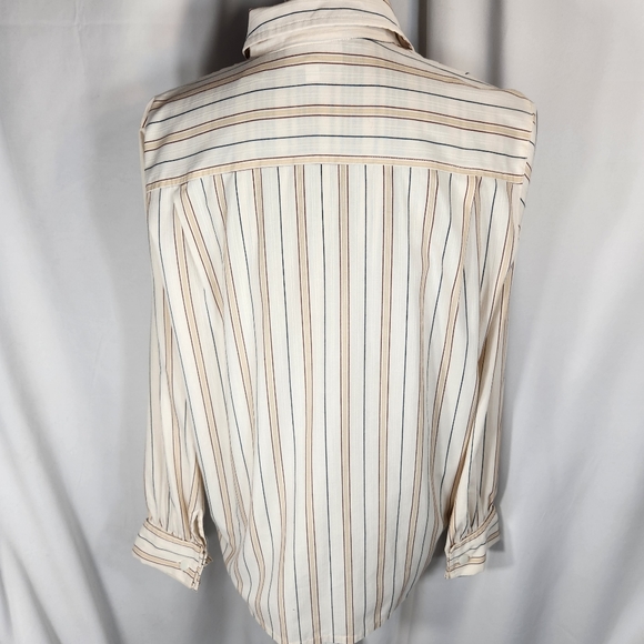 Russ Off-White w/ Stripes & Lace Button Down Top Size 10 - Picture 5 of 10
